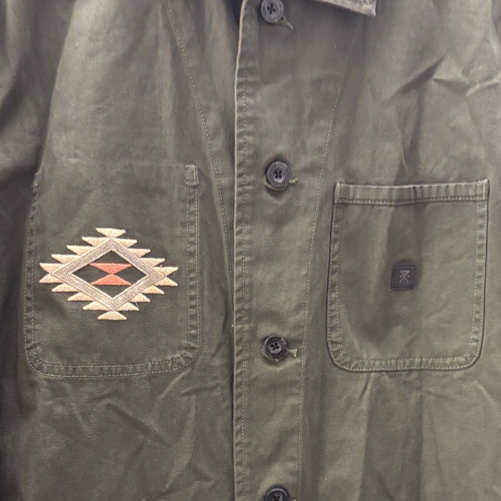Roark Olive Jacket with Geometric Pocket - Picture 2 of 5